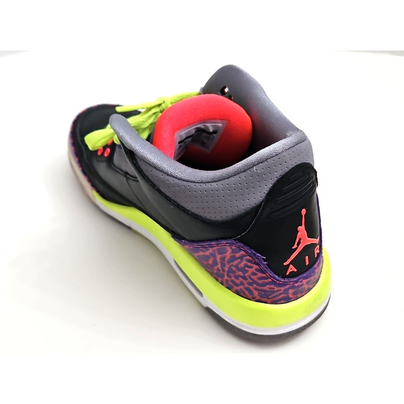 Nike Air Jordan 3 Retro Sneakers Black Atomic Red Kids 6.5Y Basketball Shoes - Picture 3 of 16
